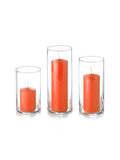 yummi Set of 12 Slim Pillars and Cylinder Vases - Bright Orange - color: Bright Orange