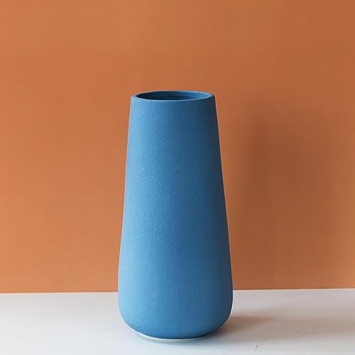 Blue Ceramic Vase, 7.7" H, Minimalist Modern Home Decoration, Matte Design for Fireplace Bedroom Kitchen Living Room Centerpieces Office Desk, Fit for Holding Dried Flowers, Fresh Flowers - color: Blue