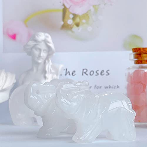 QINJIEJIE Clear Crystal Elephant Crystals Luck Elephant Decor Pocket Polished Statue GuardianStones Figurine Car Office Room Cute Desk Decor Spiritual Christmas Stocking Stuffers Gift Meditation - color: White Clear Crystal