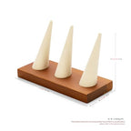 Oirlv Natural Solid Wood 3-Ring Jewelry Display Stand Creamy White Ring Organizer Holder - color: 3 Wood Creamy-white