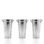 Hosley Set of 3 Galvanized French Bucket Vase with Handles 5" Dia x 9" H Ideal for Farmhouse Dried Floral Arrangements at Home for Weddings Gifts Spa and Aromatherapy Settings O5 - color: Galvanized 6