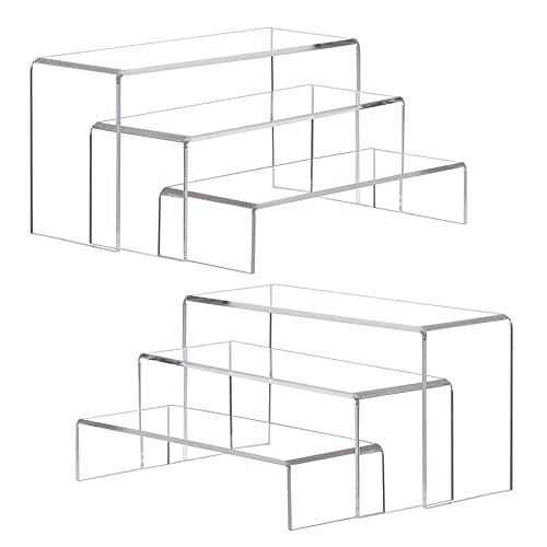 ANDGOO Display Risers, 6 Pcs(7.9”L~8.3”L~8.7”L) Rectangular Clear Acrylic Showcase Collectibles Display Stands Suitable for Retail Shoe Showcase Jewelry Funko Pop Figures - color: Clear, size: 6Pcs (7.9”L~8.3”L~8.7”L)