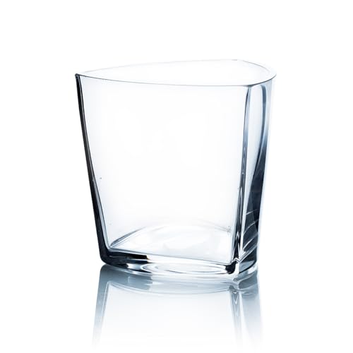 WGVI Clear Glass Tea Light Votive Candle Holder, Width 4", Height 4", Clear Round Triangular Opening, Glass Vase, Floral Container, Small Planter Terrarium, 1 Piece - size: Clear Triangular 4"H