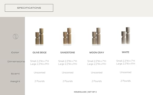 LAWA Hourglass Pillar Candle - Large Beautiful Handmade Pillar Scented Soy Wax Candle Elegant Bubble Aesthetic Candle Housewarming Gift Home Room Shelf Decor Idea Olive Beige (Set of 2) - color: Olive Beige