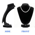 TENINYU Professional 3D Necklace Display Stand, Black Velvet Jewelry Bust Holder, 8.5 Inch Chain Organizer Tower for Home Display (Black) - color: Black