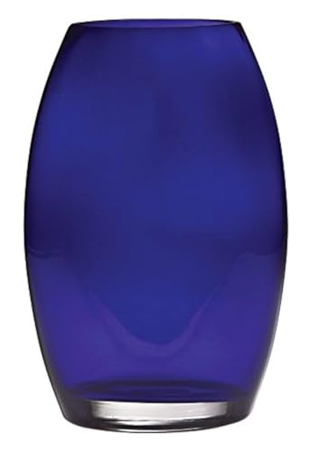 Barski - Handmade Glass - Oval Shaped vase - Cobalt - 8.5 "H (8.5 Inches High) Made in Europe