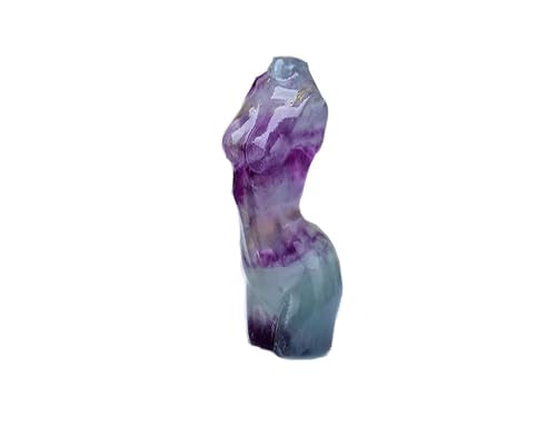 Natural Fluorite Crystal Female Model Figurine Hand Carved Body Sculpture Statue Gemstone Small Figurine Reiki 3 Inch Home Office Decor Ornaments 100-150 Grams - color: Fluorite
