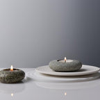 Handmade Pebble Tea Light Candle Holder 2 Pcs Handcrafted Tealight Holder for Zen Garden, Altar, Mantle, Desk, Table, Shelf
