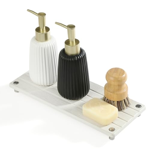 Razborci Instant Dry Sink Caddy Kitchen Sink Organizer, Quick Drying Stone Tray Diatomite Sponge Holder Soap Dish, Bathroom Countertop Fast Dry Water Absorbing Vanity Rack, Beige,12" x 5" - color: 1. Greige, size: 12" x 5" x 1"