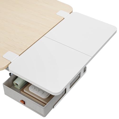 PEGZONE Desk Extender Tray, 24" x 12" Clamp On Desk Shelf, Desk Extension with Storage Drawer, Table Desk Arm Rest, Clamp On Keyboard Tray for Office and Home, Workstation Organizer, Medium, White - size: 24 x 12 inch, style: White with Drawer