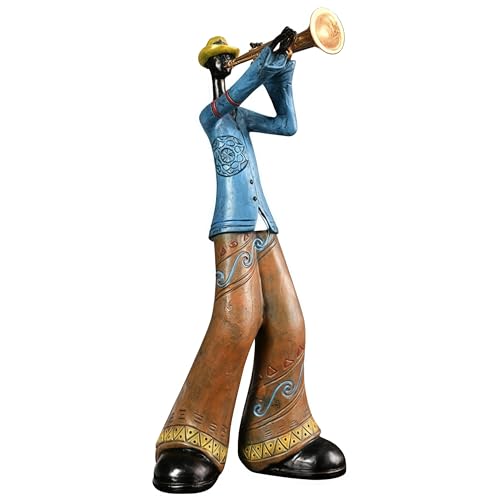 Vintage jazz band decorative sculpture,western band sculpture,creative musician decoration,abstract figure ornaments,suitable for living room,wine cooler,bookshelf,entryway,etc. (trumpet player) - color: Trumpet Player