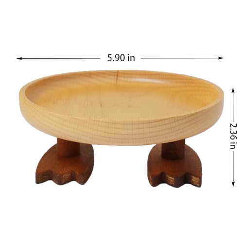 Wood Key Bowl for Entryway Table, Key Tray, Jewelry Tray, Valet Tray with 2 Cute Duck Feet, for Rings, Coins, Bracelets Watches - size: Round