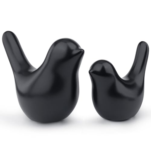 LAIDANLA Small Birds Statues Black Modern Style Home Decor Birds Small Animal Sculpture for Living Room Office Desktop Shelf Coffee Table Bedroom（2pcs） - color: B-black