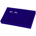 uxcell Velvet 7 Slots Ring Organizer Jewelry Display Tray Showcase Ring Holder Velvet Jewelry Organizer Stand for Rings Earrings Blue - color: Blue