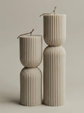 LAWA Hourglass Pillar Candle - Large Beautiful Handmade Pillar Scented Soy Wax Candle Elegant Bubble Aesthetic Candle Housewarming Gift Home Room Shelf Decor Idea Moon Gray (Set of 2) - color: Moon Gray