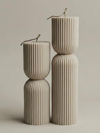 LAWA Hourglass Pillar Candle - Large Beautiful Handmade Pillar Scented Soy Wax Candle Elegant Bubble Aesthetic Candle Housewarming Gift Home Room Shelf Decor Idea Moon Gray (Set of 2) - color: Moon Gray