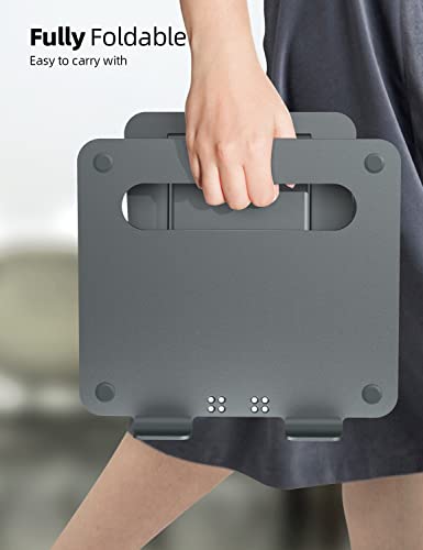 Nulaxy Height Adjustable Laptop Stand for Desk, Dual Foldable Aluminum Computer Riser, Pull Out Design Ergonomic Sit to Notebook Holder Convertor, Compatible with All 10-17" Laptops, Tablets, Gray - color: A-Gray