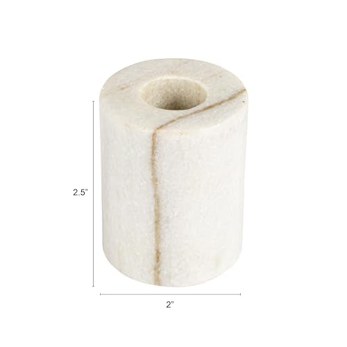 Bloomingville Marble Taper Holder, Black Mélange - size: 2" Round x 2-1/2"H