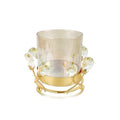 Gold Hurricane Candle Holder with Crystal Accents & Windproof Glass Lid - Elegant Gold Pillar Candle Holder for Wedding, Dinner & Party Table Decor - size: Medium