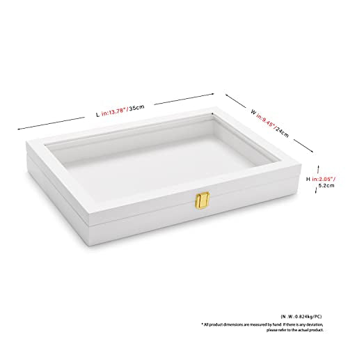 Oirlv White Jewelry Organizer Tray with Acrylic Lid Premium Leather Jewelry Box with Transparent Lid Drawer Insert Big Necklace Display Case(Flat Tray) - color: White, size: 1 Grid