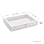 Oirlv White Jewelry Organizer Tray with Acrylic Lid Premium Leather Jewelry Box with Transparent Lid Drawer Insert Big Necklace Display Case(Flat Tray) - color: White, size: 1 Grid