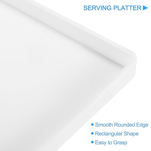 uxcell Serving Tray Small White Mini Tray 4" x 8" Plastic Rectangular Wooden Serving Trays Decorative Ottoman Platter for Breakfast Kitchen Bathroom - color: White