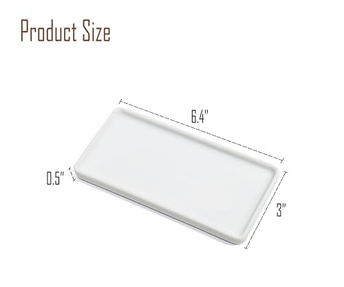 6.4" Porcelain Small Bathroom Tray, Ceramic Countertop and Vanity Tray for Cosmetics, Perfume, Jewelry, Candle - Kitchen Soap Tray for Kitchen Counter (White) - color: White, size: 6.4" x 3" x 0.5"