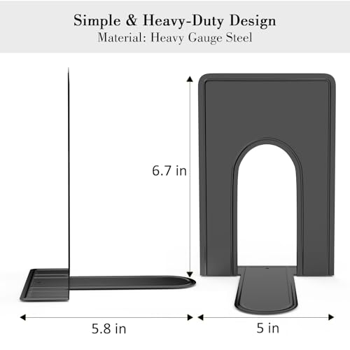 Optomni Book Ends, Bookend Supports Heavy Duty Metal Bookend Support, Book Ends Supports for Shelves Decor Home Office School (6 Pairs/12 Pieces, Black) - color: Black, size: 6 Pairs/12 Pieces