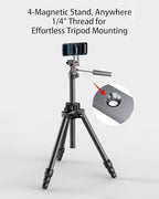 iWALK Magnetic Foldable Metal Phone Stand for iPhone, Strong Magnet Mini Cell Phone Tripod Stand for Vlog, Gym, Travel Essentials Compatible with iPhone 17, 16, 15, 14, 13, 12 Series, Silver