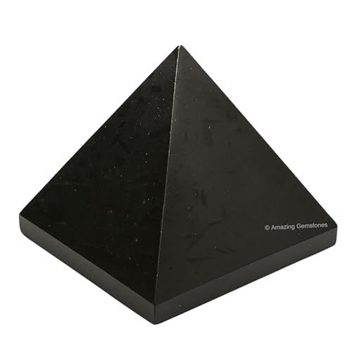 Amazing Gemstone Black Tourmaline Pyramid Crystal Healing Stones - 2" Great Pyramid Figurine of Natural Stone Pyramid for Meditation, Reiki, Chakra Balancing and Crystal Pyramids Grid - color: Black Tourmaline