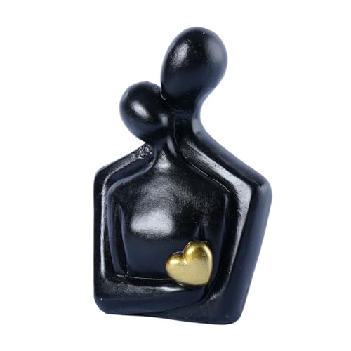 Abstract Couple Sculptures Statues for Home Decor Resin Love Statue Modern Tv Stand Decor Small Decor for Shelves Romantic Bedroom Decor for Couples, Black - color: Black