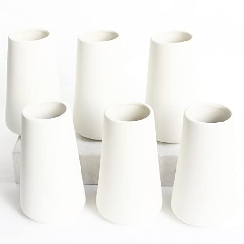 YANLING 6 Pack White Ceramic Vases for Home Decor, 6 Inch Modern Centerpieces for Pampas Grass, Table, Boho Flowers Decor - color: Style a