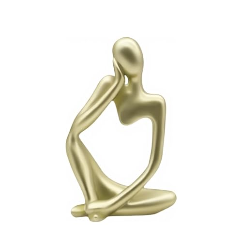 Abstract Thinker Sculpture Bookends - Modern Bookshelf Decor for Home Office, Aesthetic Resin Statue Bookend Holder for Desk, Coffee Table - Reading Art Decor Gift for Book Lovers-B - color: Gold, size: Right