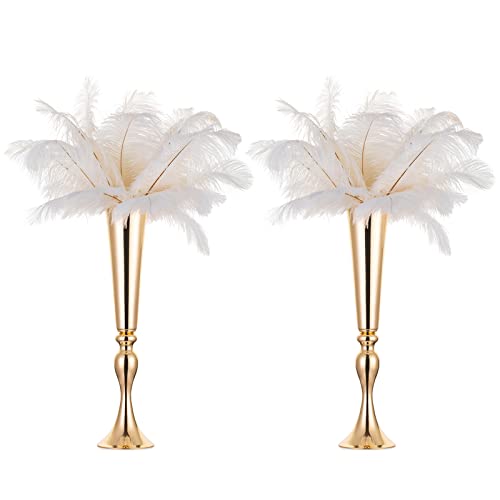 NUPTIO Gold Tall Centerpiece Table: 21.9" Trumpet Vases for Wedding Metal Flower Stand for Party Decorations Set of 2 - size: 2 Pcs