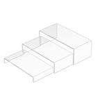 Sezanrpt Acrylic Risers Display Stands 3pcs, Rectangular Dessert Table Display Set, Clear Display Shelf for Funko Pop, Collectibles, Retails, Shoes, Plants, Home Decors, Decoration - 7.5''x8''x8.5''