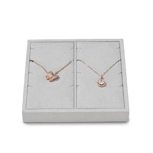 Microfiber Jewelry Pendant Display Tray Jewelry Necklace Organizer Display Tray(Gray) - size: 5.5" x 5.51" x 0.78"