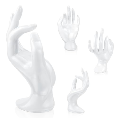 yuntop 1 Pack Hand Form Ring Holder Mannequin Hand Jewelry Organizer Stand Watch Stand Bracelet Ring Support Aesthetic Rack (White) - color: White