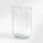 Clear Glass Vase for Flowers, U Shaped Ribbed Flower Vase for Centerpieces, Bouquet, Home Deco Vases 7.28 Inch, Modern Boho Glass Vases for Living Room, Bedroom, Wedding, Housewarming Gift - color: Clear