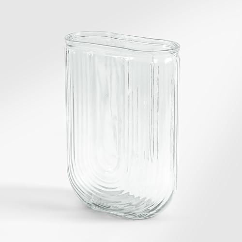 Clear Glass Vase for Flowers, U Shaped Ribbed Flower Vase for Centerpieces, Bouquet, Home Deco Vases 7.28 Inch, Modern Boho Glass Vases for Living Room, Bedroom, Wedding, Housewarming Gift - color: Clear