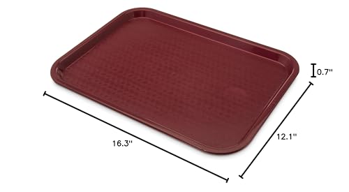 Carlisle FoodService Products CT121661 Café Standard Cafeteria / Fast Food Tray, 12" x 16", Burgundy - color: Burgundy