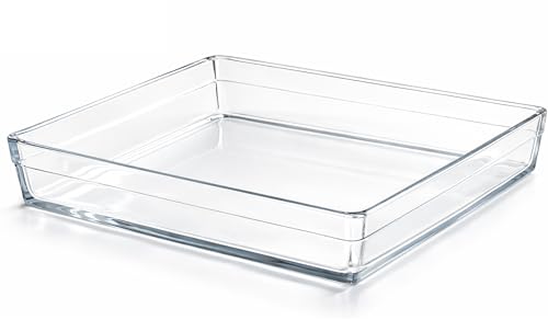 Ums 4.6-Qt (14'' x 10'' x 2.3'') Glass Baking Dishes for Oven, Borosilicate Glass Casserole Dish, Casserole Dishes for Oven, Microwave and Dishwasher Safe Clear Bakeware - size: 4.6 QT