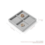 Microfiber 4 Grids Stackable Jewelry Display Trays Showcase Jewelry Organizer Storage Trays(Gray) - size: 5.51" x 5.49" x 0.78"