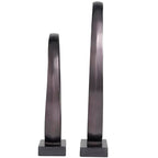 Deco 79 Aluminum Metal Geometric Decorative Sculpture Home Decor Statues with Marble Base, Set of 2 Accent Figurines 17", 14"H, Dark Gray
