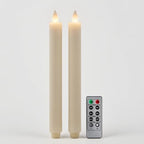 Flameless Taper Candles Flickering with Remote and Timer, 3D Moving Flame Taper Candle Battery Operated to 400 Hours, 9 Inch Window Candles, (Ivory-Vertical Stripes) - color: Ivory-Vertical Stripes