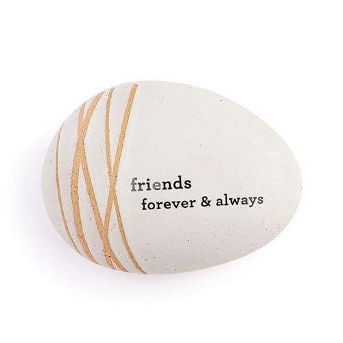 DEMDACO Inspired Everyday Collection Friends Forever & Always Speckled God Tone 4.5 x 3 Stoneware Decorative Garden Stepping Stone Patio Walkway Sculpture Yard Art - style: Inspired Stone - Friends