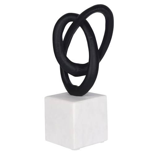 Cruiser’s Caché Entwined Love Sculpture, Artisan-Made Cast Aluminum with Black Anthracite Finish, Natural Marble Base, 10" - color: Entwined Love 10"