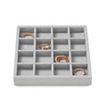 Microfiber 16 Grids Stackable Jewelry Display Trays Showcase Jewelry Organizer Storage Trays(Gray) - size: 5.49" x 5.52" x 0.78"