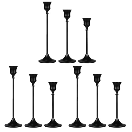 Candlestick Holders Black, 9 Packs Taper Candle Holder for Candlesticks, Candle Sticks Holder Decor for Home Decor - color: Black