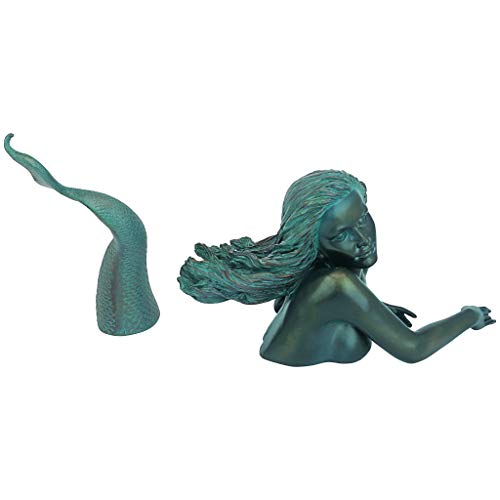 Design Toscano Meara the Mermaid Swimmer Indoor/Outdoor Garden Statue for Patio, Pool or Lawn, 16 Inches Wide, 7 Inches Deep, 7 Inches High, Handcast Polyresin, Green Verdigris Finish