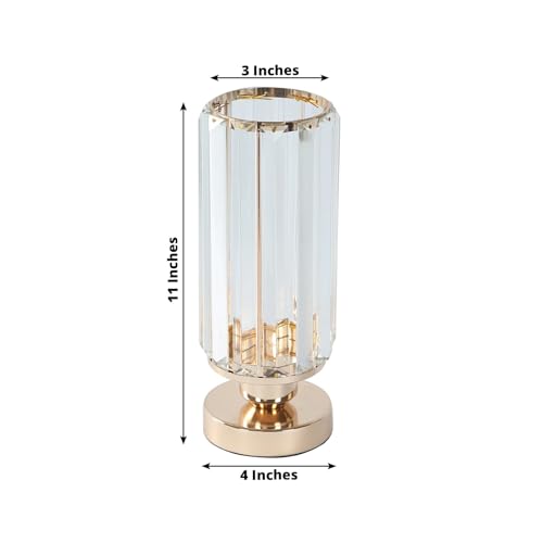 Efavormart 2-Pack 11" Gold Cylinder Hurricane Candle Holders, Crystal Pendant Pillar Votive Stand for Wedding Centerpieces & Romantic Table Decor - color: Cylinder Candle Holder, size: 11"